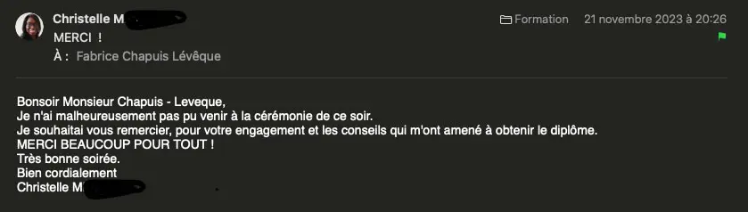 Capture d'écran du témoignage de Christelle